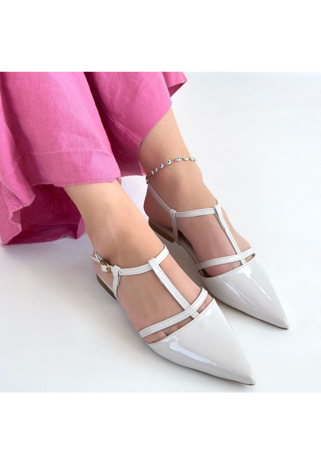Shoegar Canca Beyaz Rugan Babet Ayakkabı görsel 8