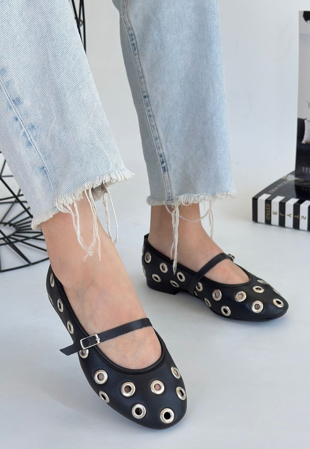 Shoegar Tinta Siyah Cilt Babet Ayakkabı