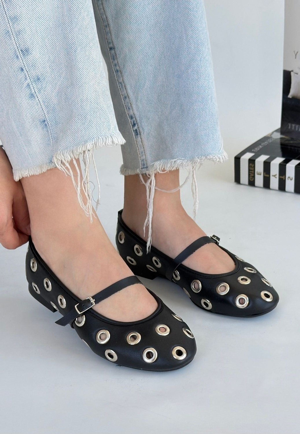 Shoegar Tinta Siyah Cilt Babet Ayakkabı görsel 3