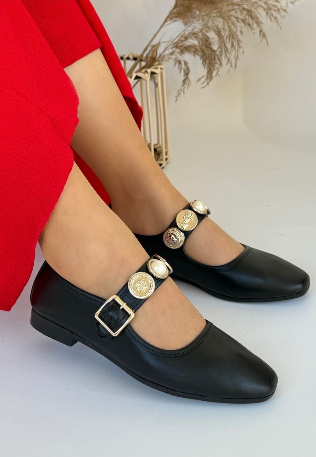Shoegar Koope Siyah Cilt Babet Ayakkabı