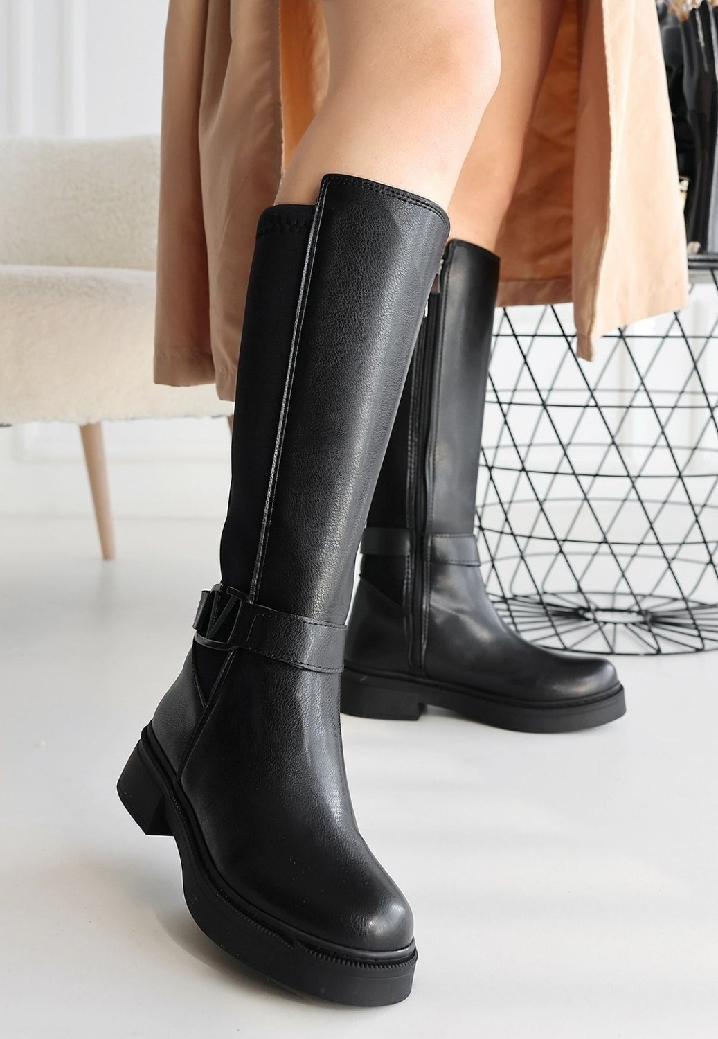 Shoegar Diona Siyah Cilt Çizme görsel 3