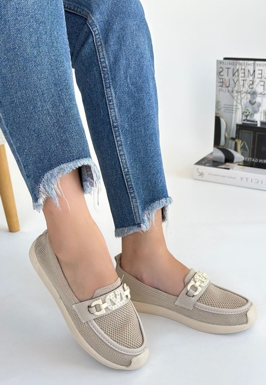 Shoegar Wata Bej Triko Babet Ayakkabı görsel 5