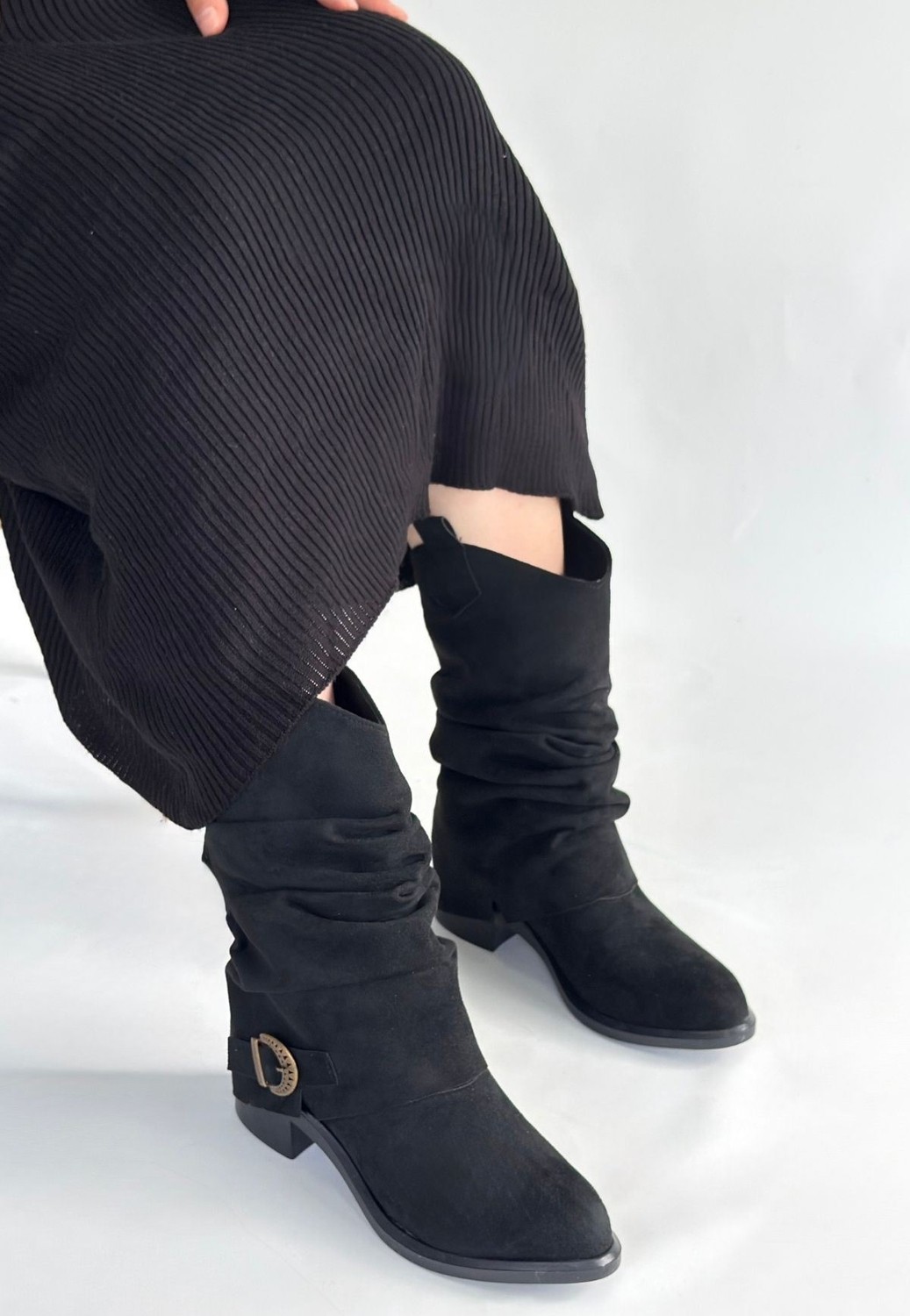 Shoegar Canty Siyah Süet Körüklü Topuklu Çizme görsel 3
