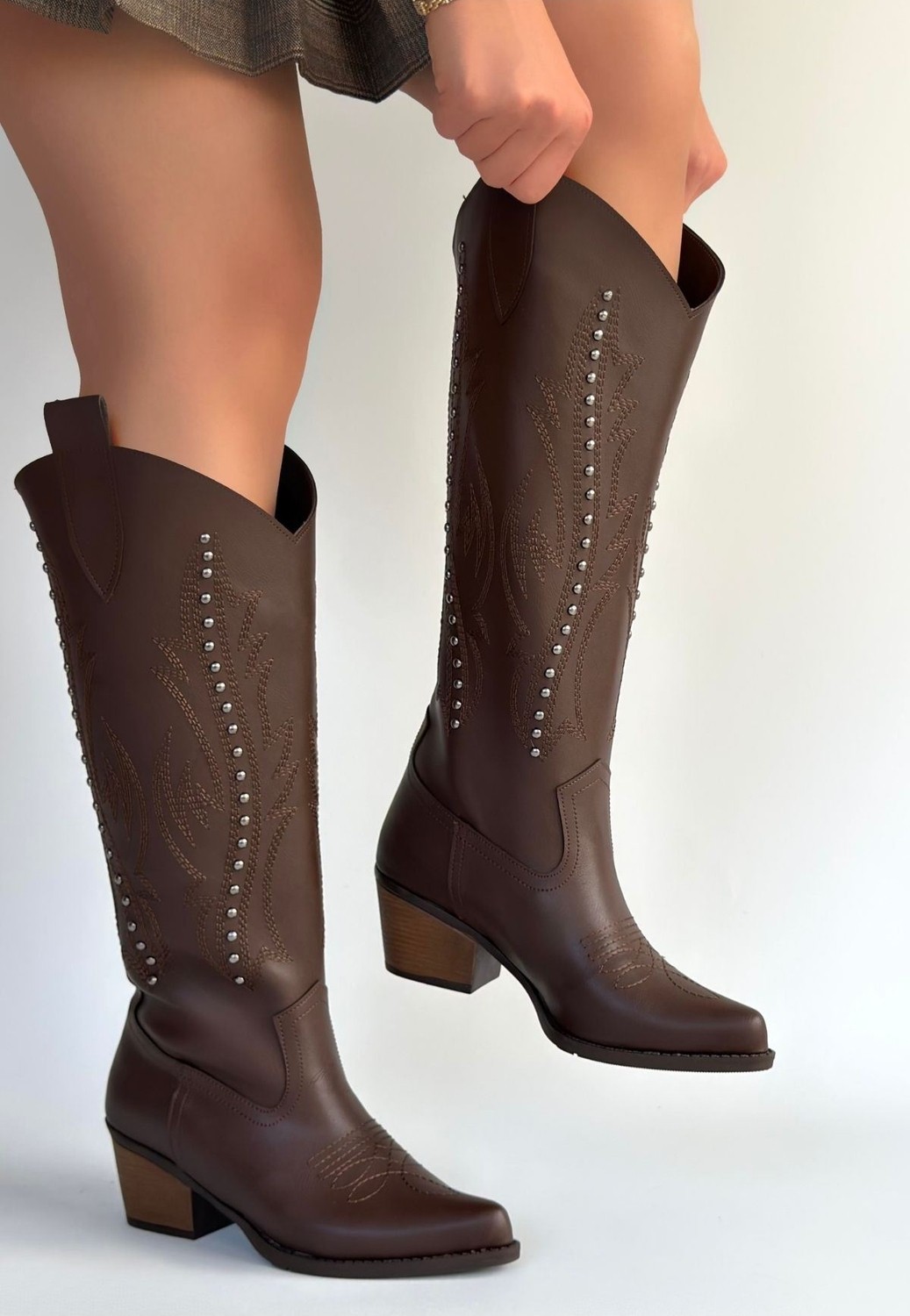 Shoegar Meof Acı Kahve Cilt Topuklu Çizme görsel 6