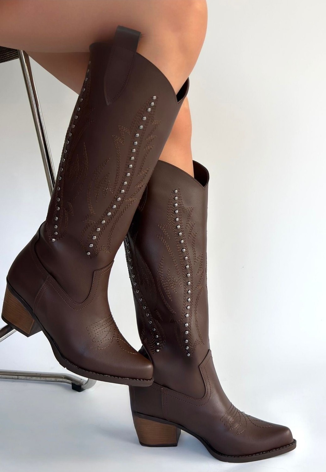 Shoegar Meof Acı Kahve Cilt Topuklu Çizme görsel 8