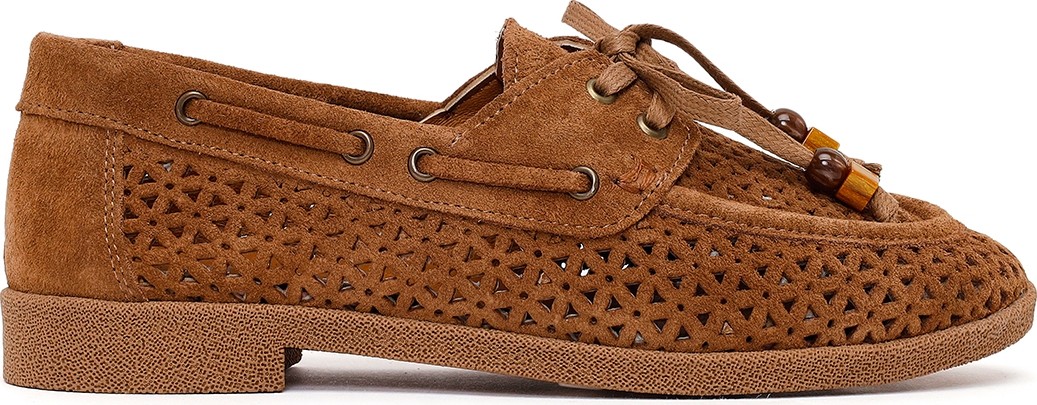 Derimod Kadın Taba Püsküllü Süet Deri Loafer 26PFD510610