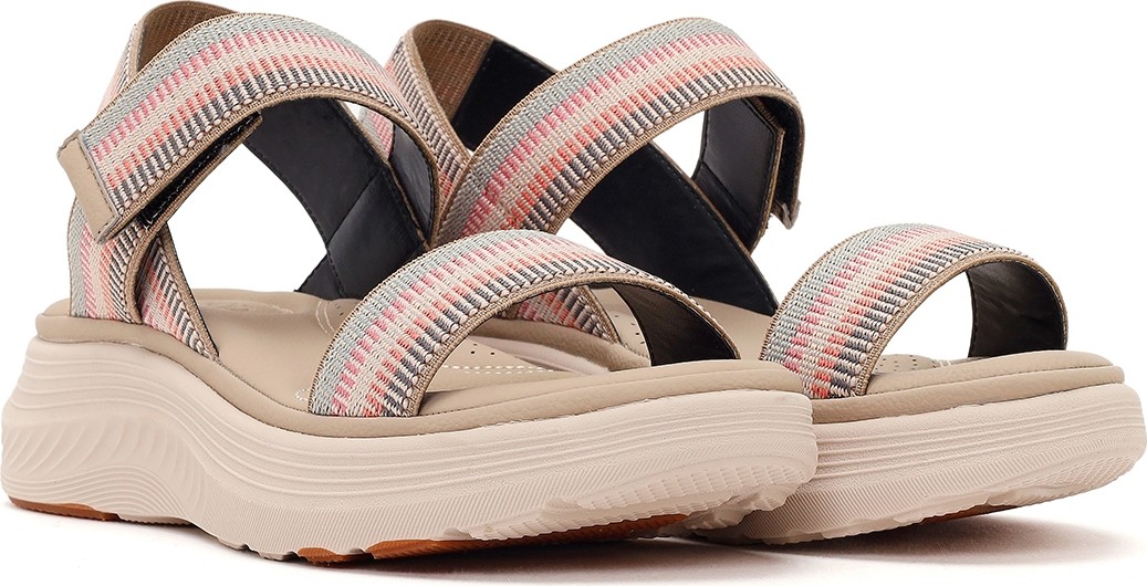 Derimod Kadın Bej Bantlı Kalın Tabanlı Kumaş Comfort Sandalet 26SFE46396F görsel 2