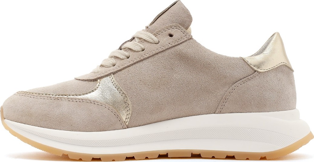 Derimod Kadın Bej Bağcıklı Kalın Tabanlı Süet Deri Sneaker 26SFD371810 görsel 3