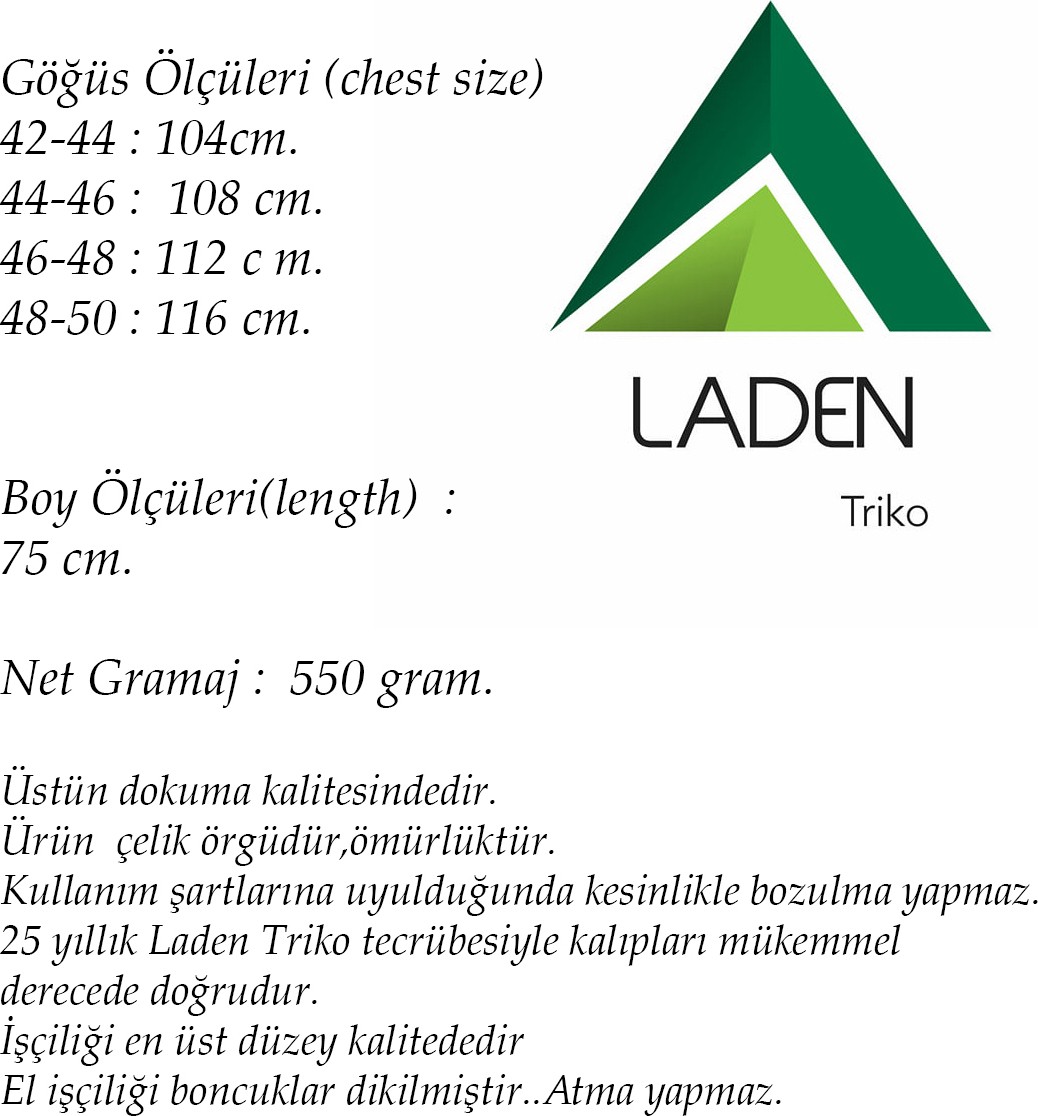 Laden Kadın Çelik Örgü Triko Tüylenmez Büyük Beden Boncuklu Anne Lacivert Yelek görsel 4