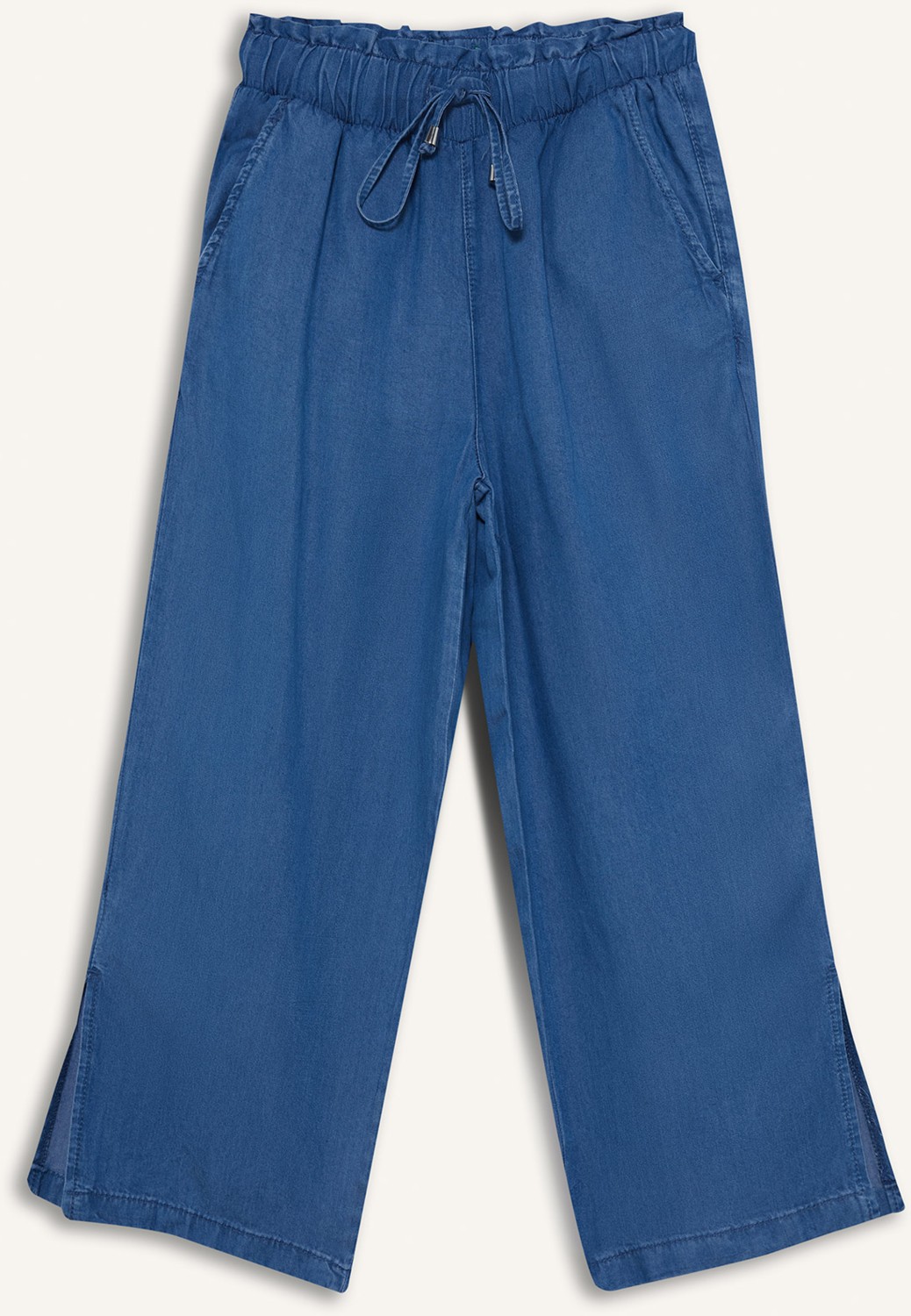 DeFacto Pull On Culotte Yüksek Beli Lastikli Akışkan Kumaş Yıkamalı İnce Jean Pantolon D8241AX25SM görsel 7