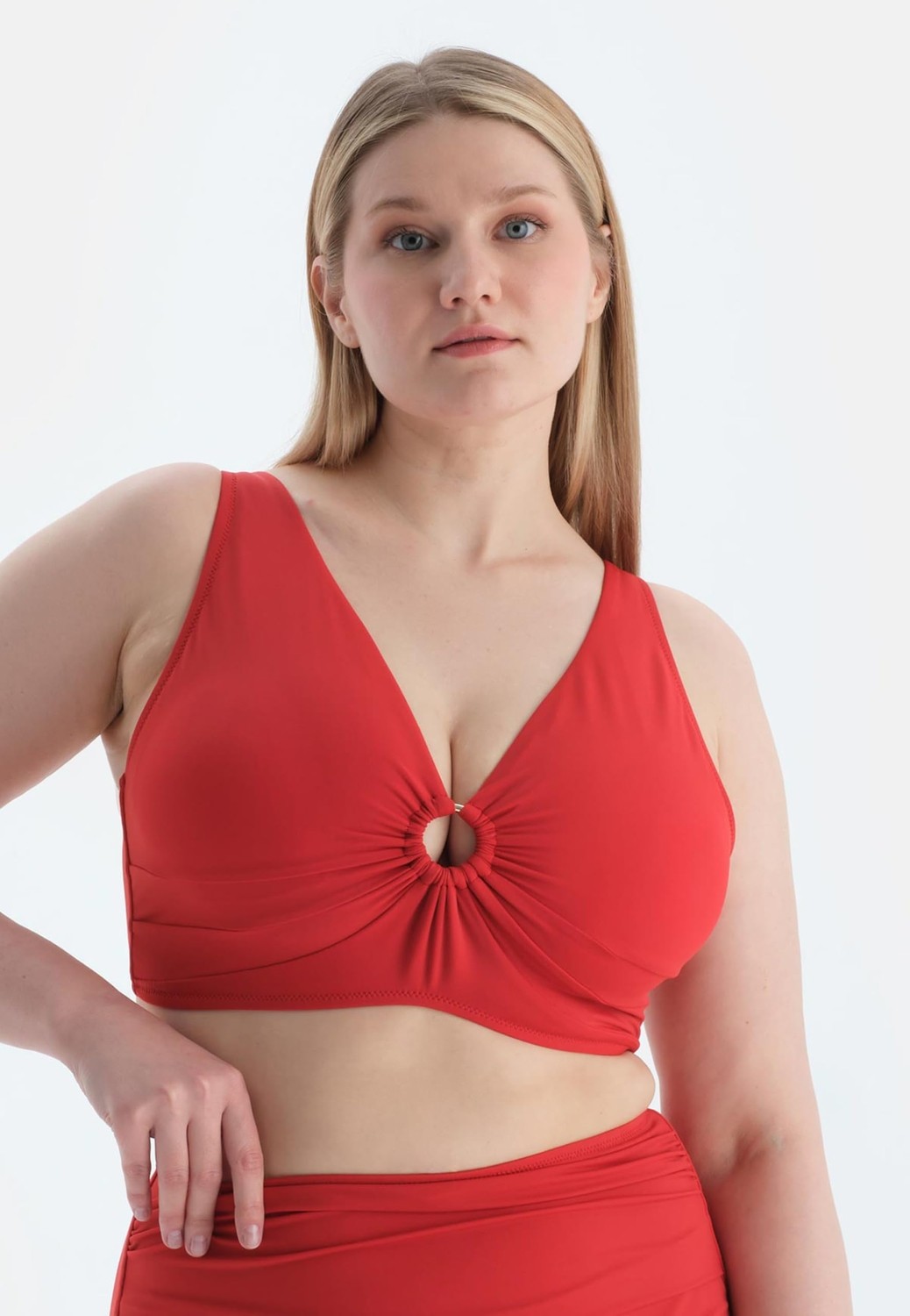 Aesco Dagi Kadın Korseli Toparlayıcı Bikini Üst, Örme, Kırmızı, 38 görsel 2
