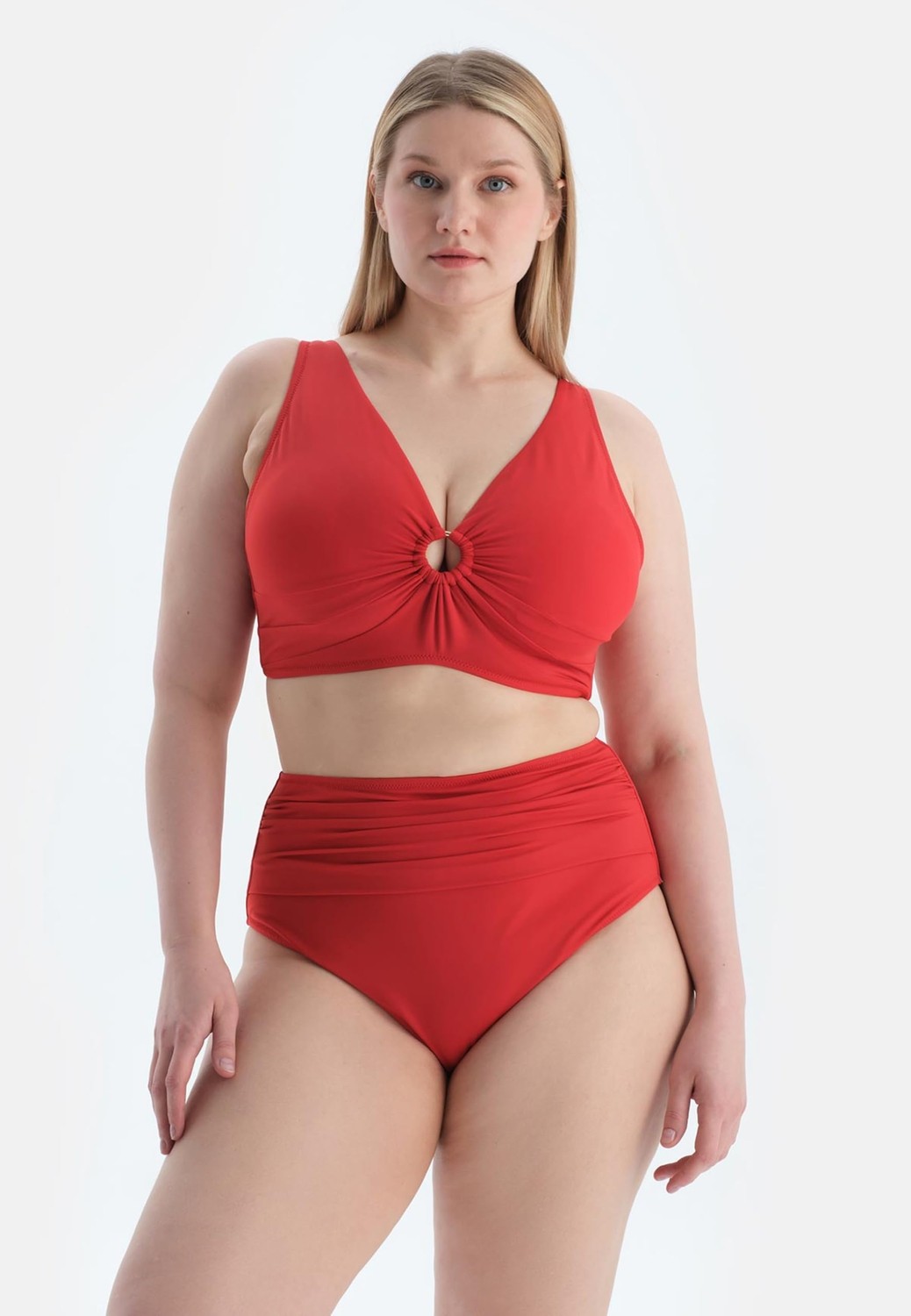 Aesco Dagi Kadın Korseli Toparlayıcı Bikini Üst, Örme, Kırmızı, 38 görsel 5