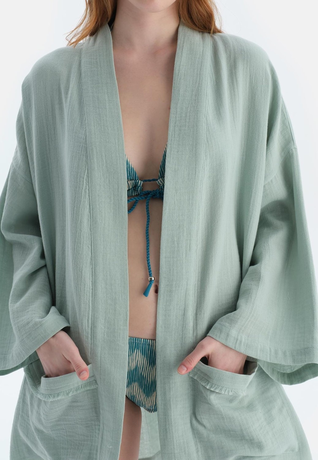 Die Grup Dagi Kadın Kimono, Örme, Mint Yeşili, Lxl, 385 görsel 4