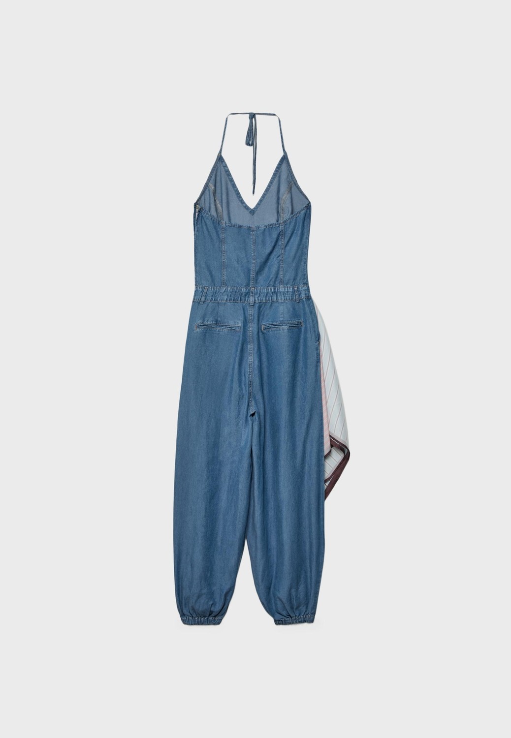 Allbucks Stradivarious, Fularlı Halter Denim Tulum ABSTR00040 görsel 7