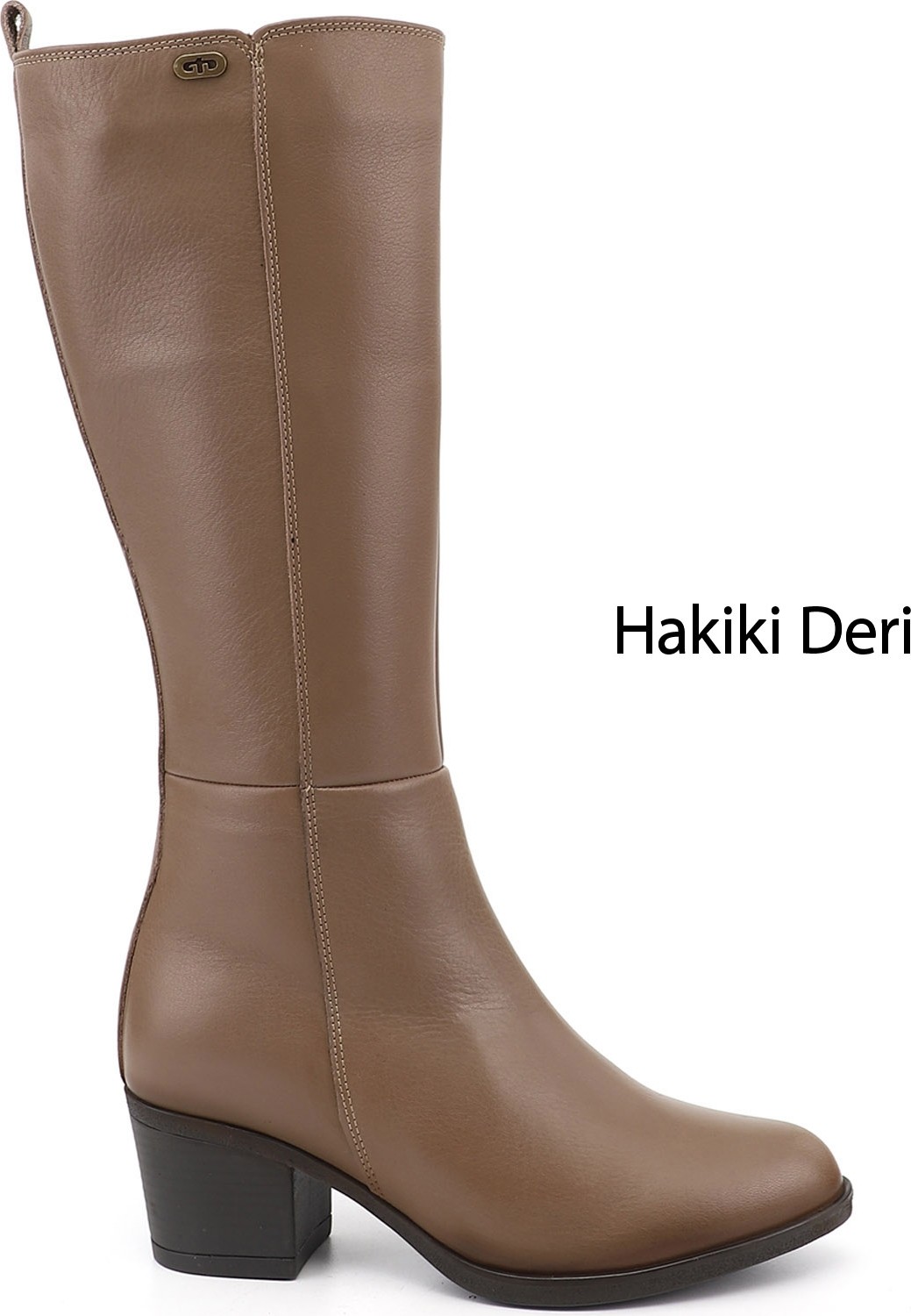 Gönderi(r) Kadın Siyah Fermuarlı Kalın Topuklu Hakiki Deri Çizme