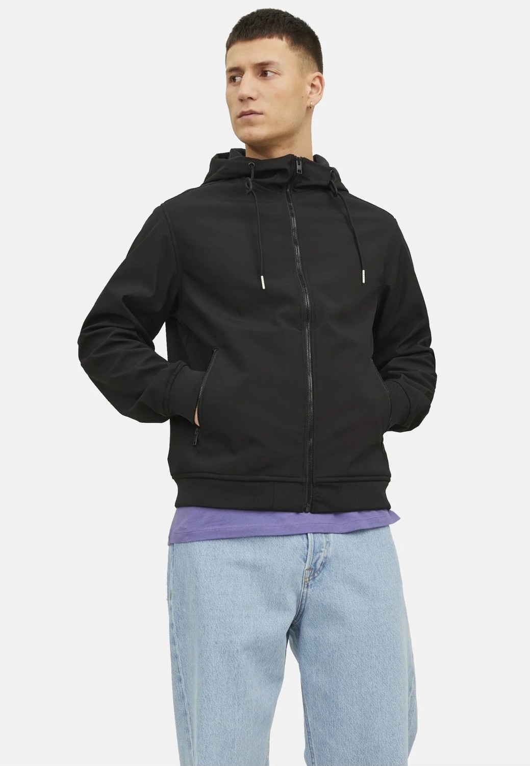 Jack & Jones Kapuze, Reißverschluss ve Reißverschlusstaschen Ile Jacke Basıc Softshelljacke görsel 3