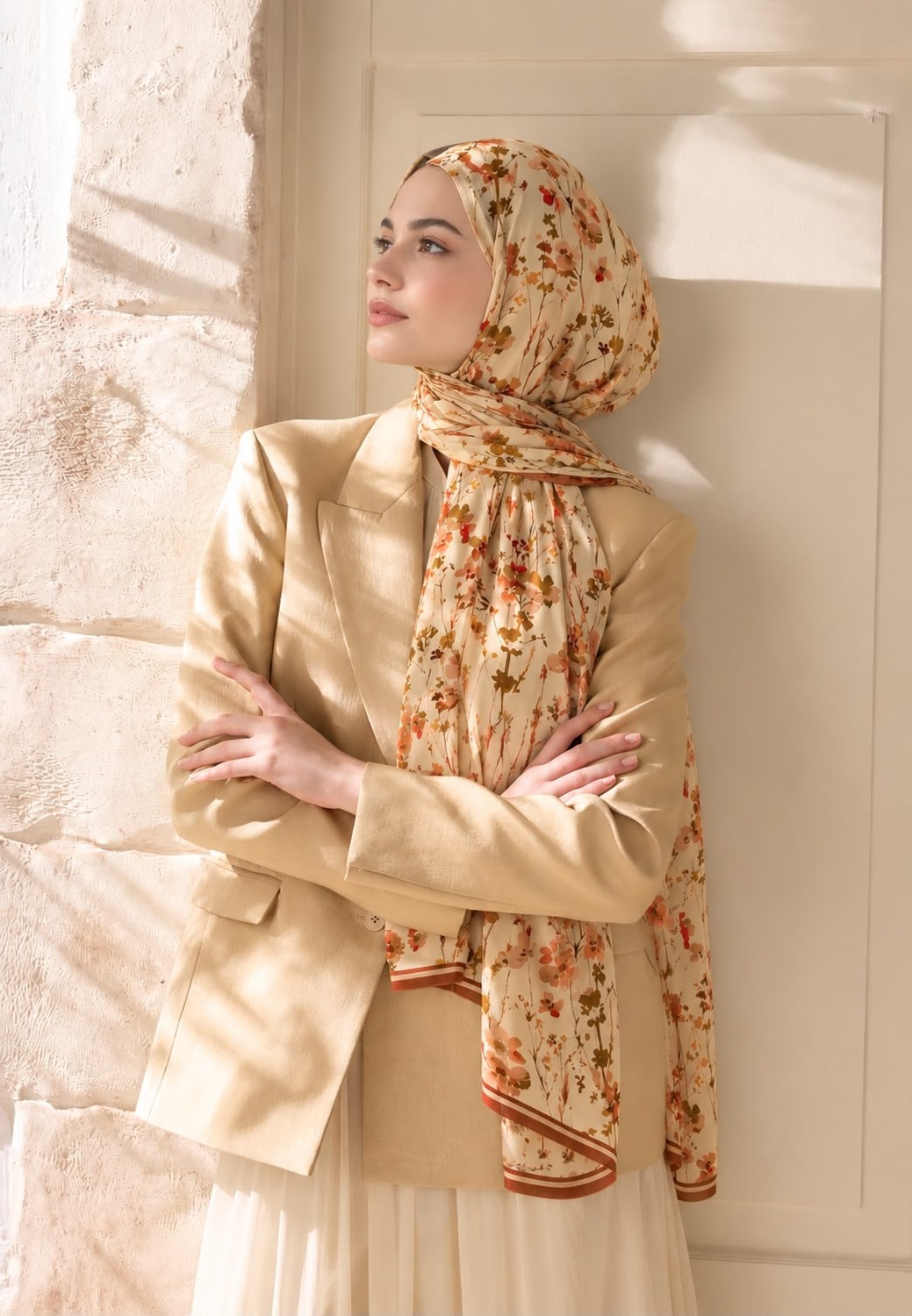 Revam Collection Çiçek Desen Pamuk Soft Şal