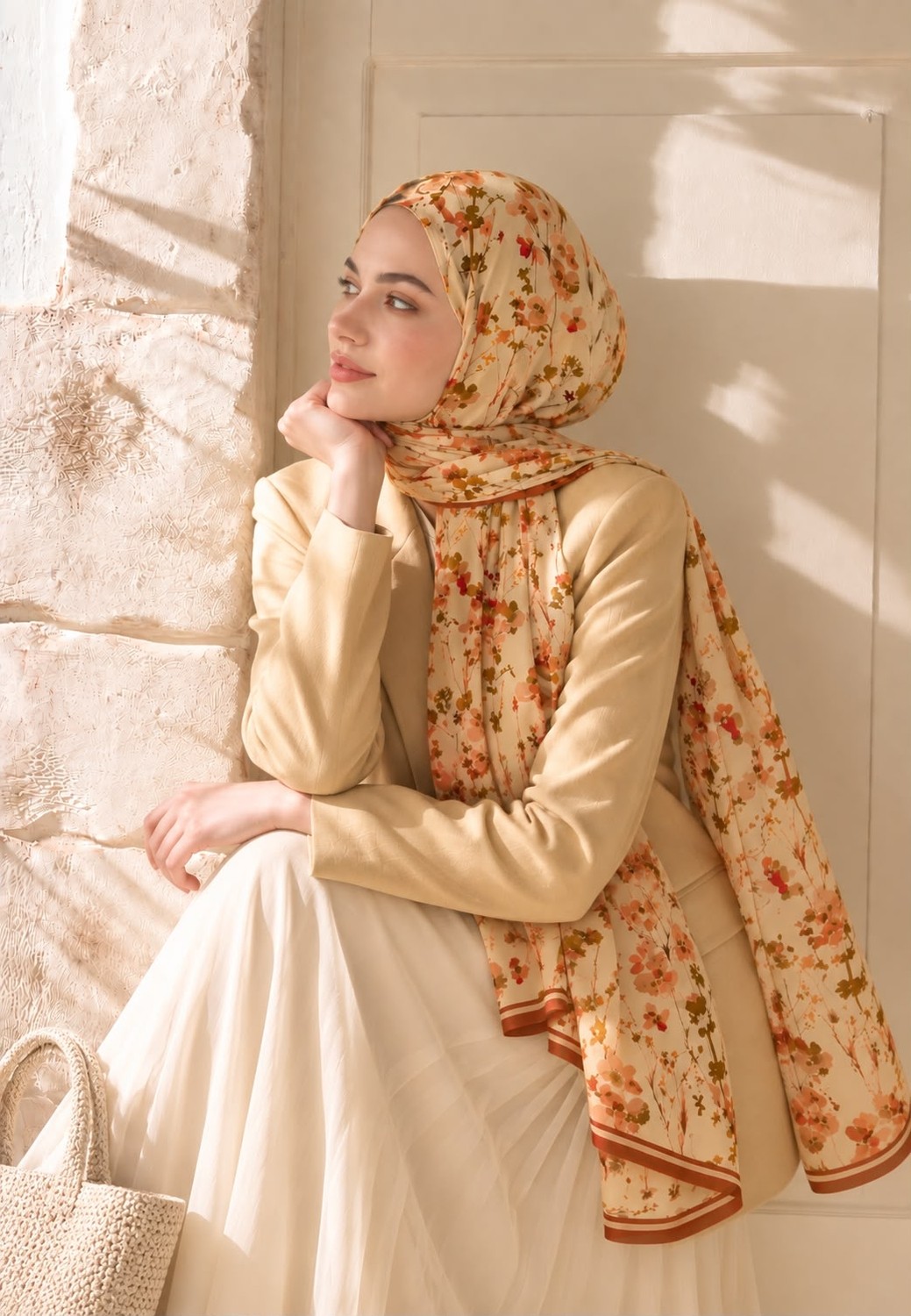 Revam Collection Çiçek Desen Pamuk Soft Şal görsel 2