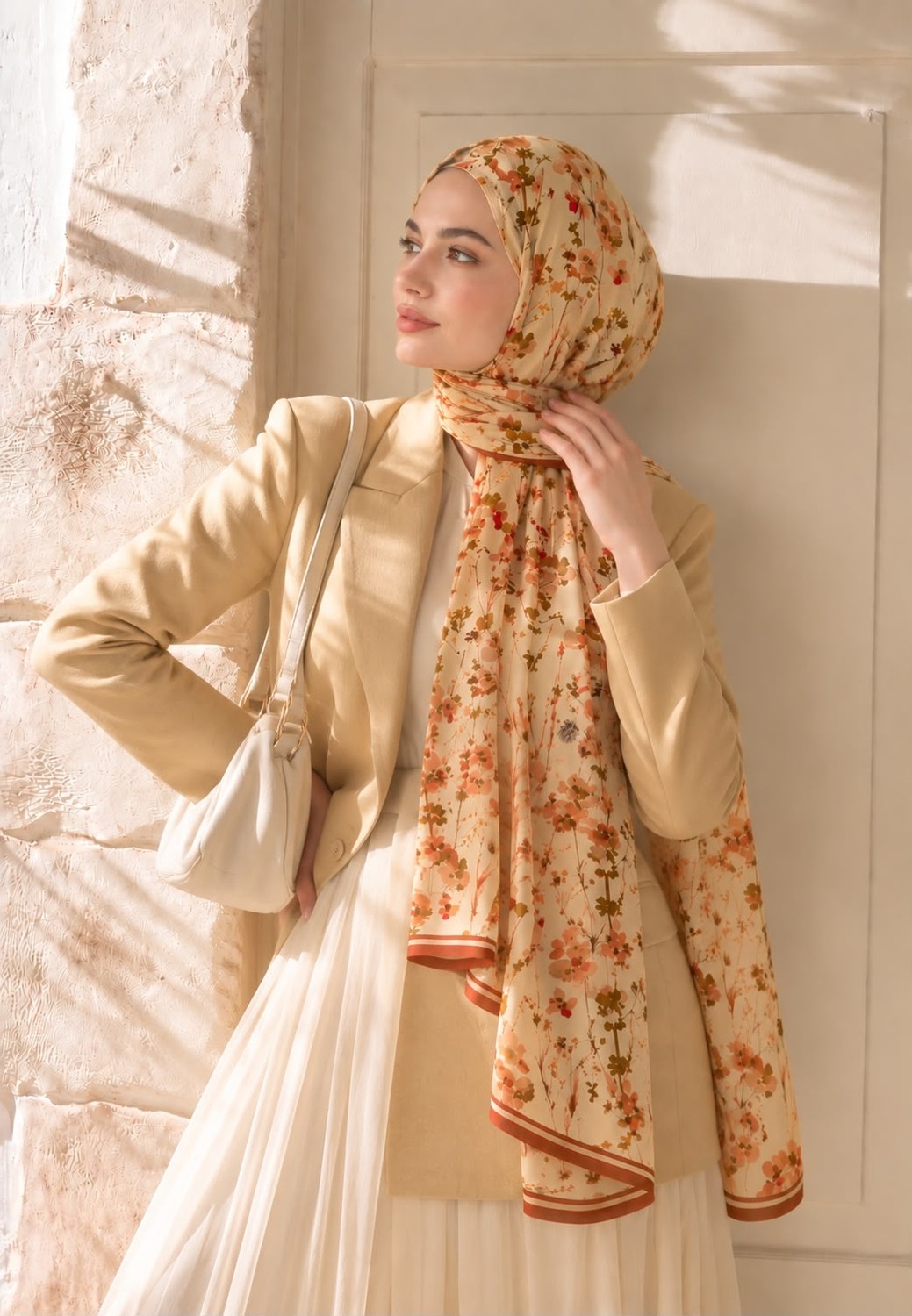Revam Collection Çiçek Desen Pamuk Soft Şal görsel 3