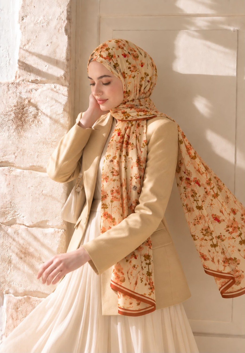 Revam Collection Çiçek Desen Pamuk Soft Şal görsel 4