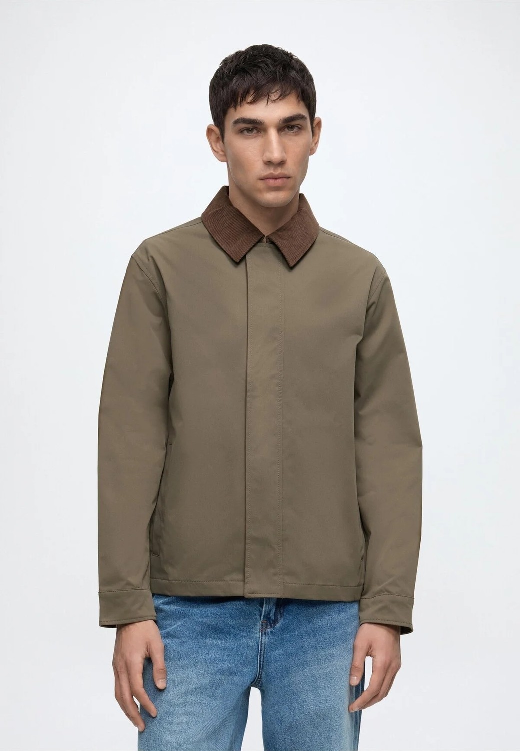 Jack & Jones Erkek Ceket Mont Mevsimlik Kadife Yaka Cepli Dokuma Regular Fit Gizli Pat Günlük Baharlık Coach 12299081