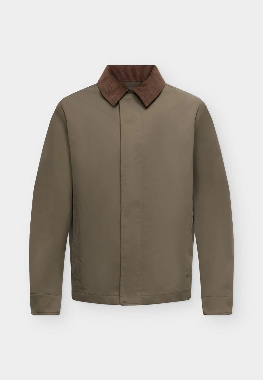 Jack & Jones Erkek Ceket Mont Mevsimlik Kadife Yaka Cepli Dokuma Regular Fit Gizli Pat Günlük Baharlık Coach 12299081 görsel 4
