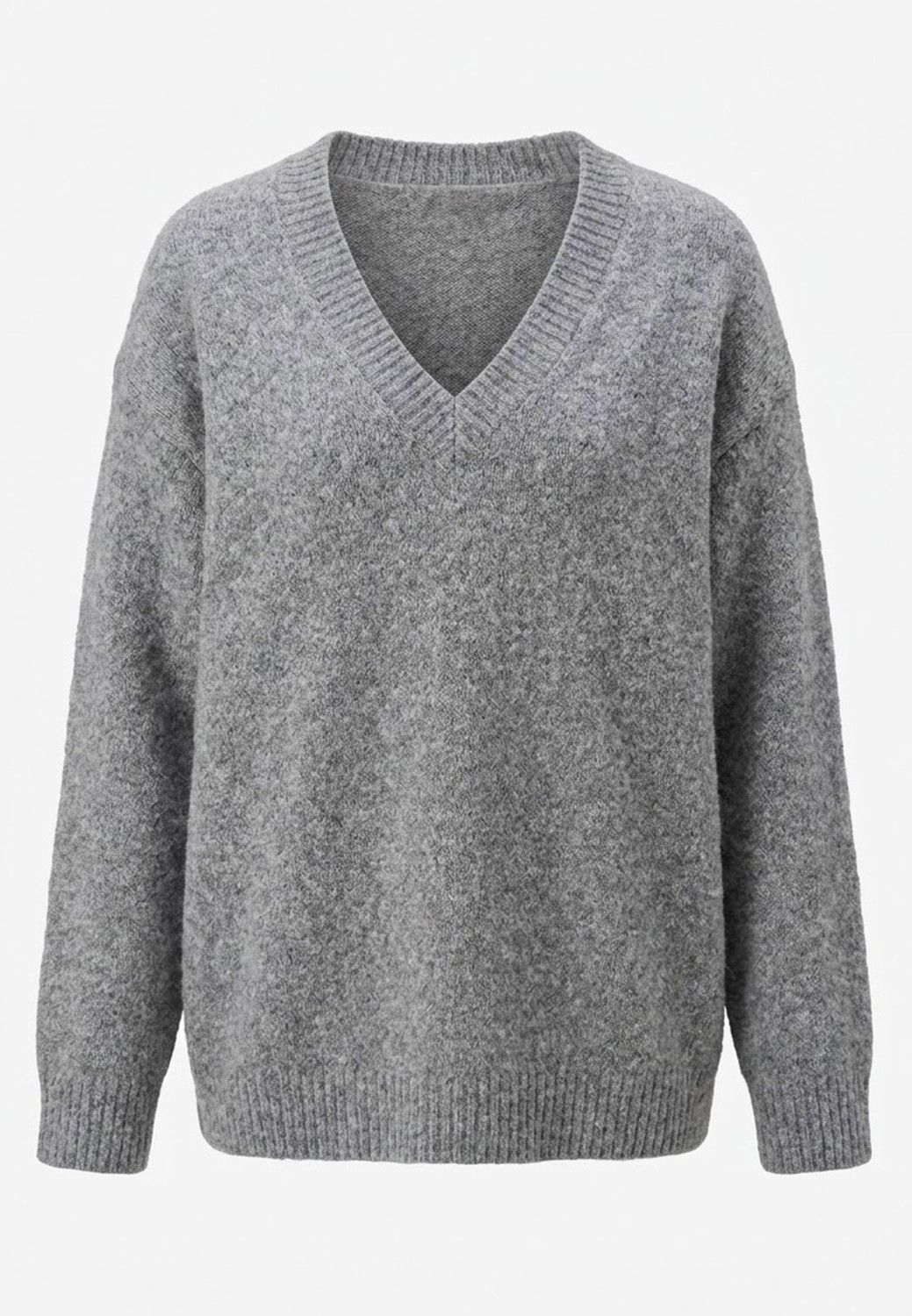 Magarde Oversize V Yaka Triko Kazak- Kahverengi