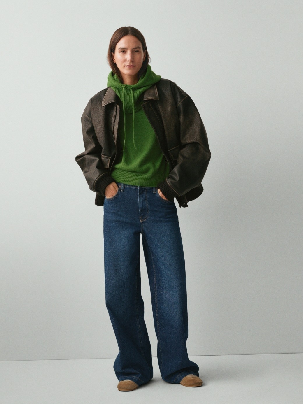 Gap Kadın Koyu Mavi High Rise Stride Wide-Leg Jean Pantolon görsel 2