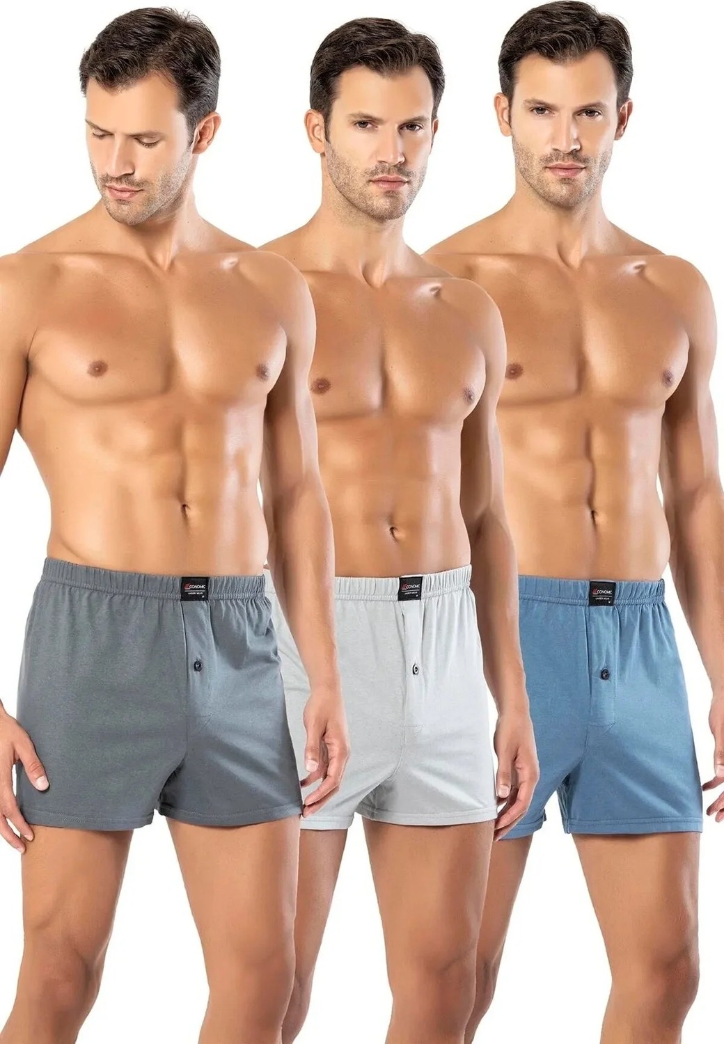 Erdem 3 Adet 1400 Penye Boxer Külot Gri Abani Classic
