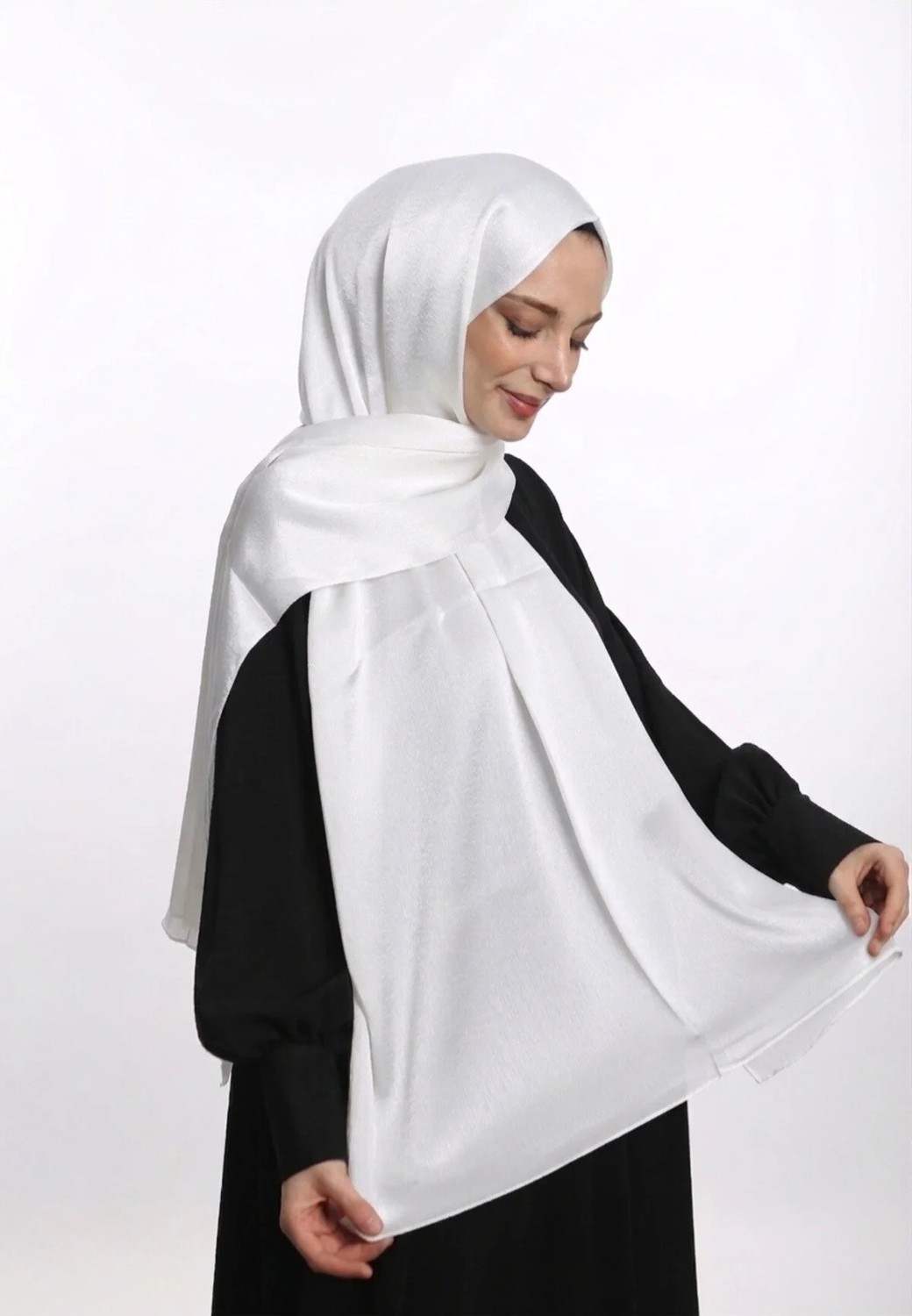 Samara Scarf Abiye Janjan Parlak Saten Dokulu Tesettür Abiye Şifon Altın Şal