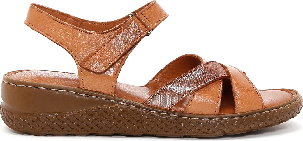 Derimod Kadın Taba Bilekten Bantlı Deri Comfort Sandalet 26SFD320418