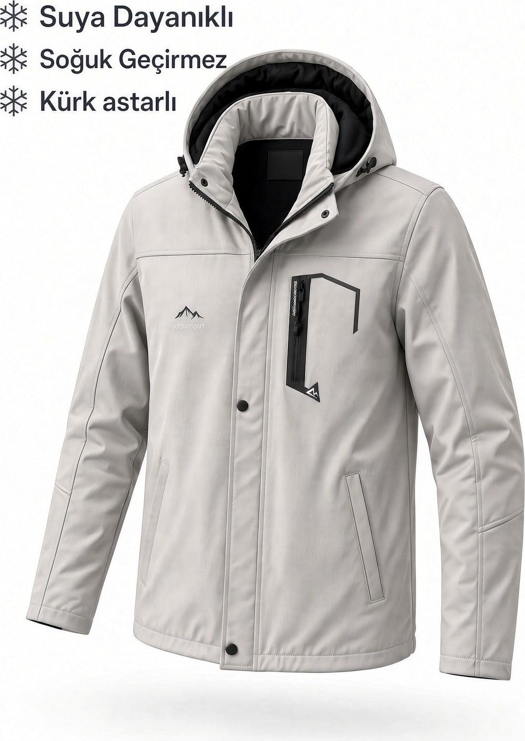 Oksit Tuc 2034 Içi Polar/kürk Astarlı Su Itici Termal Softshell Erkek Mont - Soğuk Geçirmez Spor Kaban Büyük Beden Erkek Mont