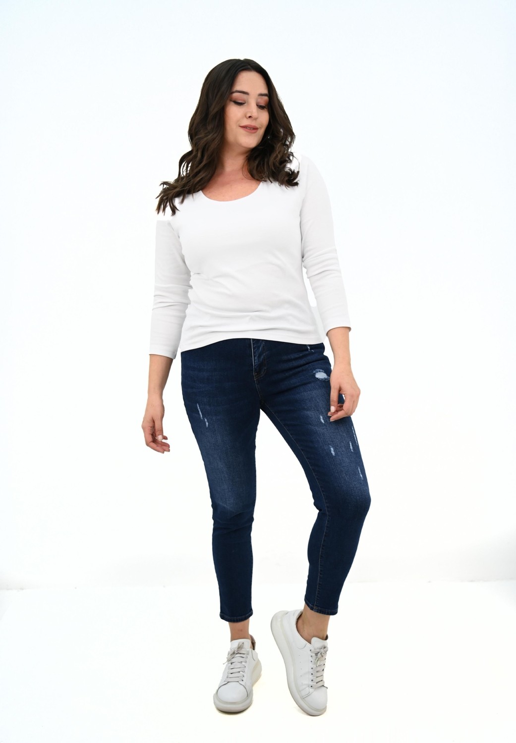 Moda Xlarge Kadın Büyük Beden Uzun Kollu Basic Bluz 1759-25