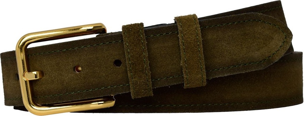GoDeri %100 Hakiki Deri, Gold Tokalı 4 cm Süet Askeri Yeşil Kadın Kemeri; Kot, Spor Kemer=süet.76.ask.yeşil görsel 5