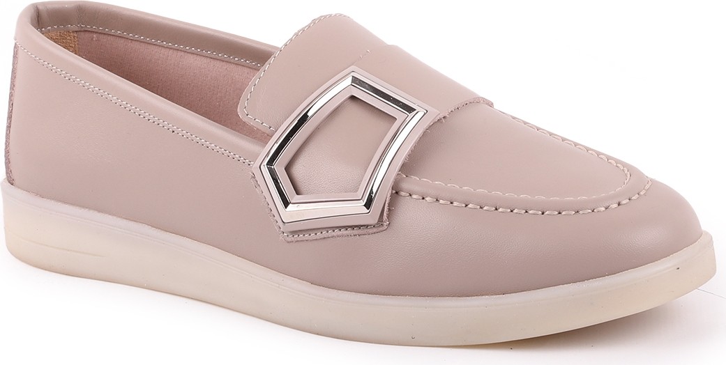 Libero L039.8712 Hakiki Deri Geometrik Metal Toka Detaylı Esnek Taban Kadın Comfort Casual Loafer Ayakkabı görsel 5