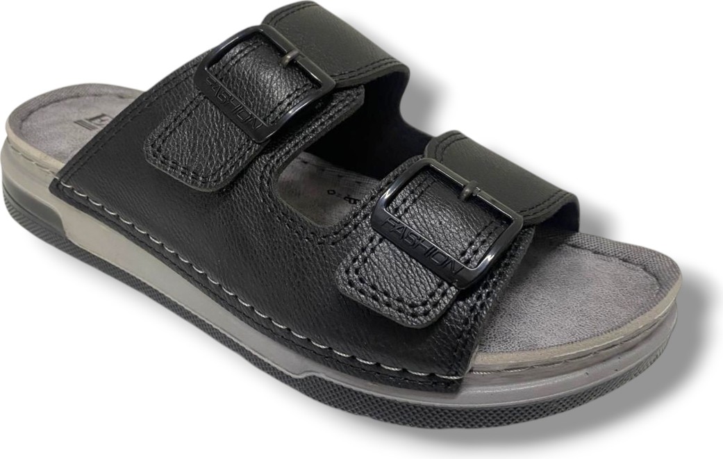 Enova M253-0202-25 Deri Anatomik Soft Çift Bant Erkek Terlik