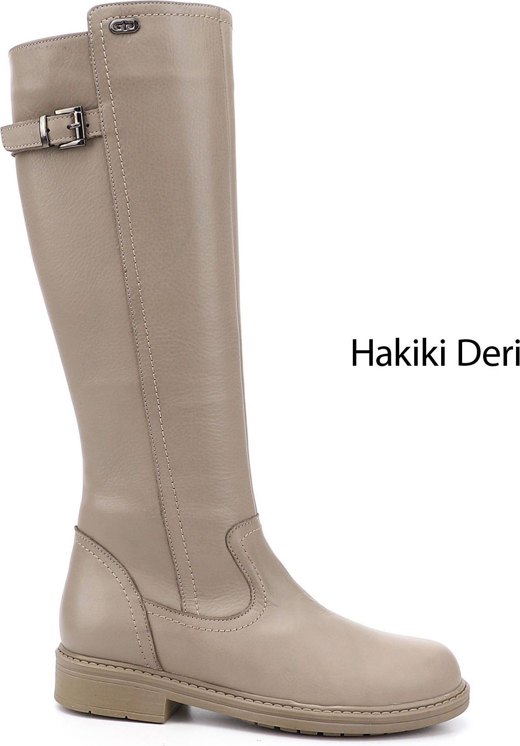 Gönderi(r) Kadın Bej Fermuarlı Kauçuk Taban Hakiki Deri Çizme
