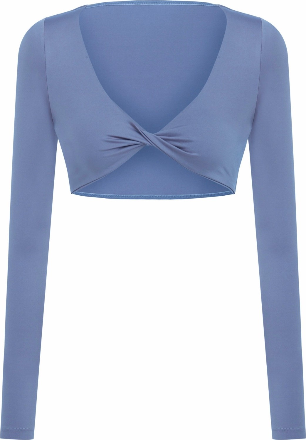 Aquella Ava Dönmeli Uzun Kol Indigo Crop-Top