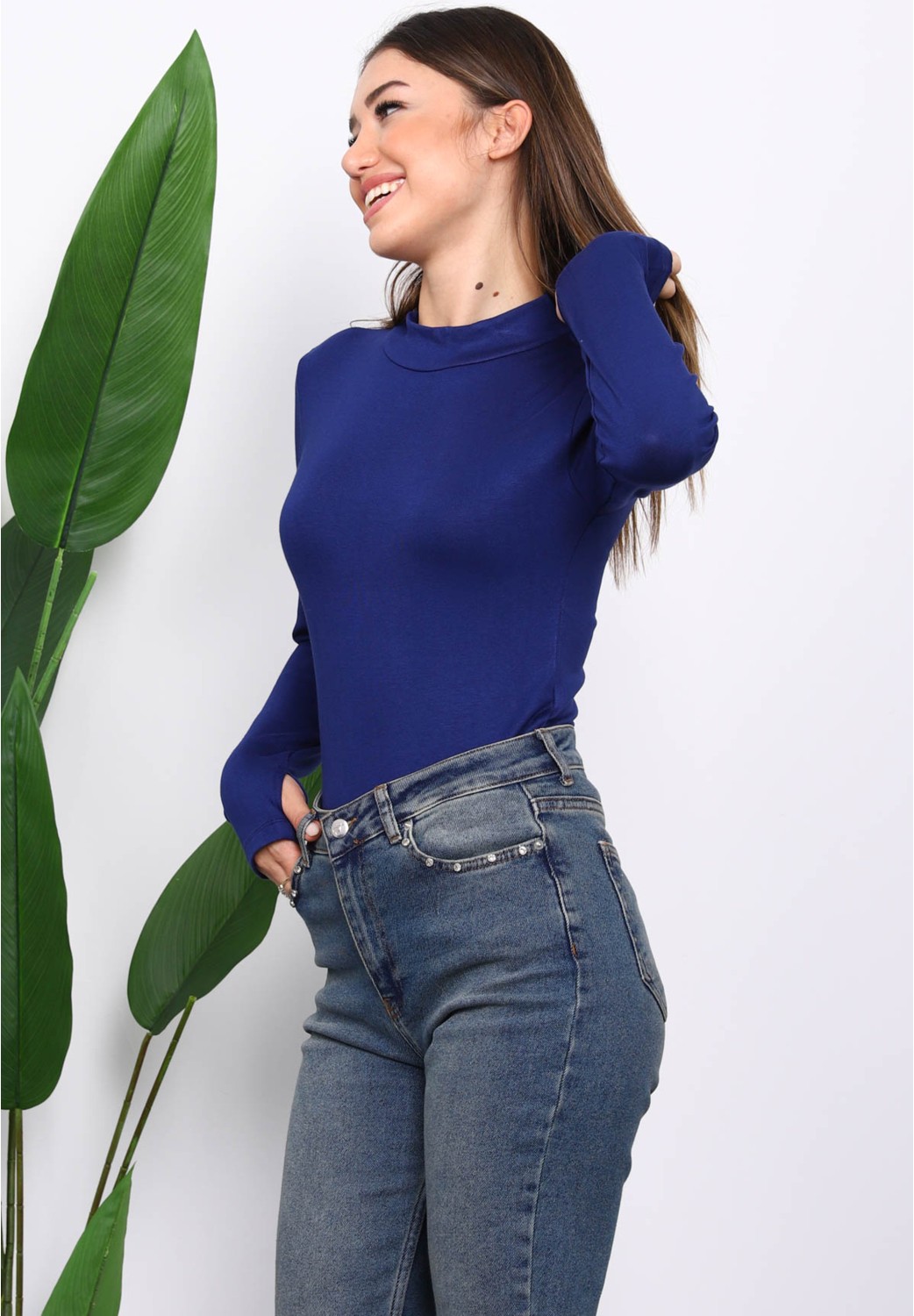 İmaj Butik Kahverengi Parmak Geçme Detaylı Body görsel 3