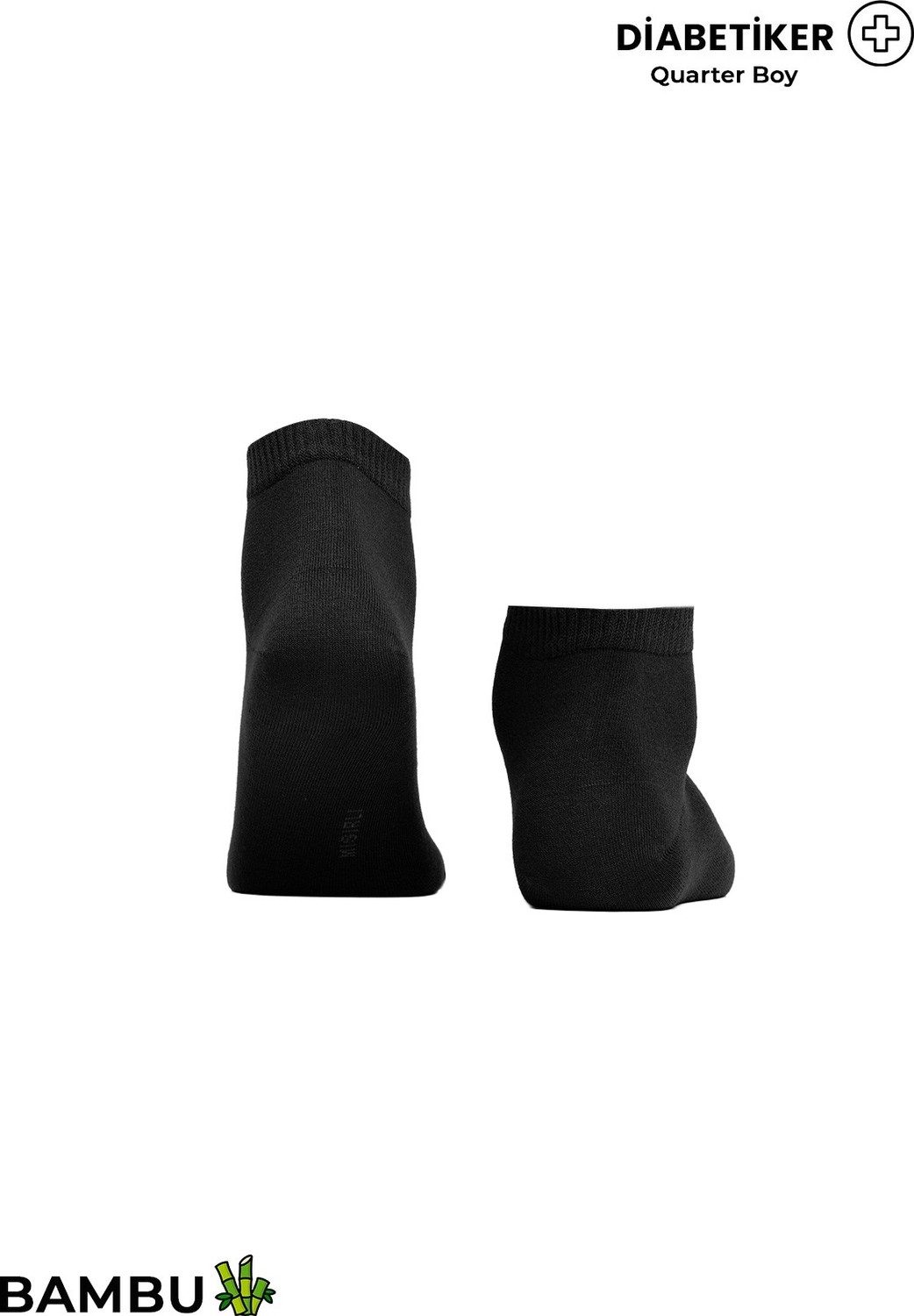 Mısırlı Unisex Bambu 5 Çift Diabetiker Lastiksiz Kısa Konç Çorap Siyah görsel 3