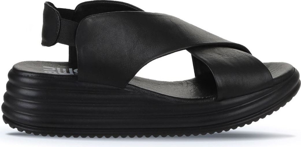 Bueno Shoes Siyah Deri Kadın Dolgu Topuklu Sandalet 01WY5703 01WY5703 görsel 2