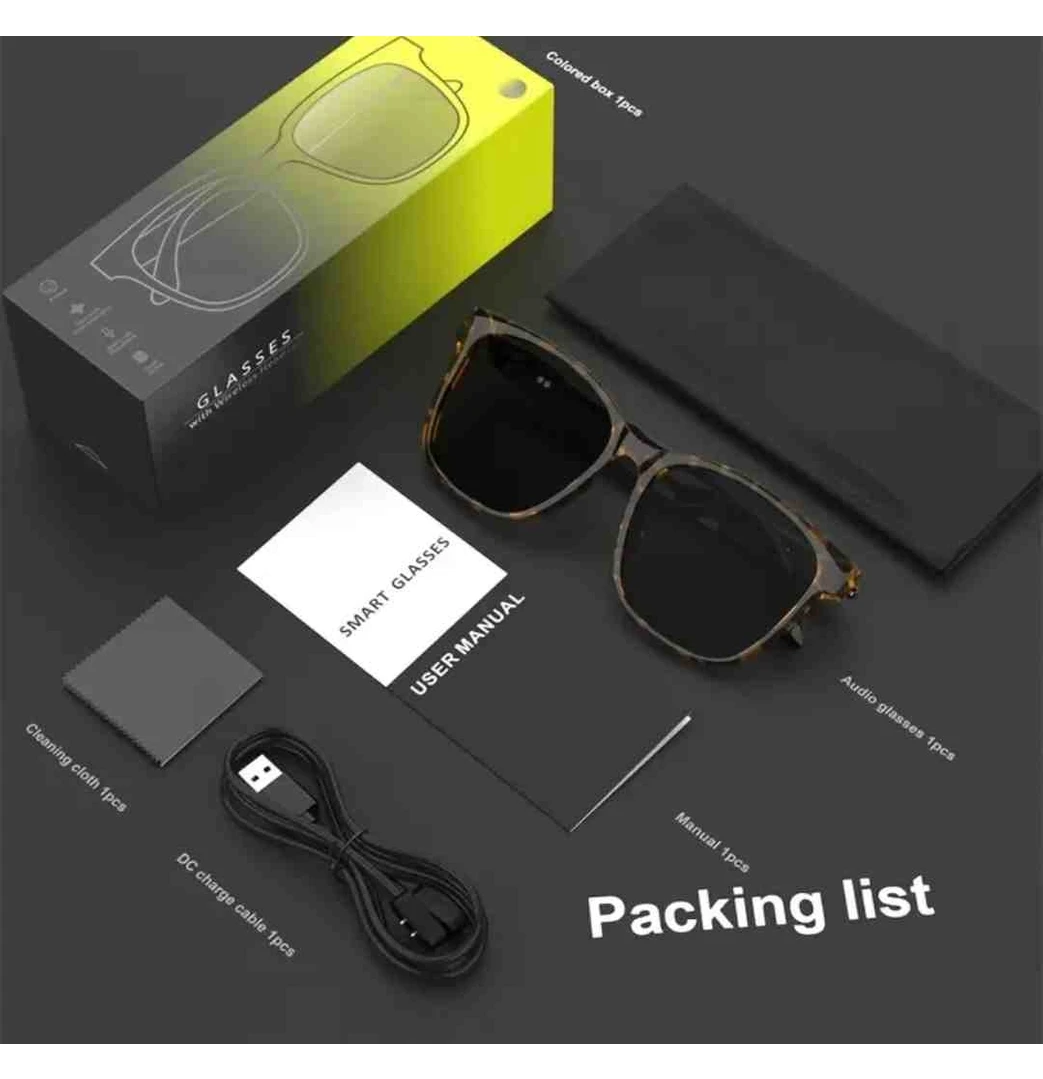 Resim Leopar Desenli Bluetooth Kulaklık Gözlük 