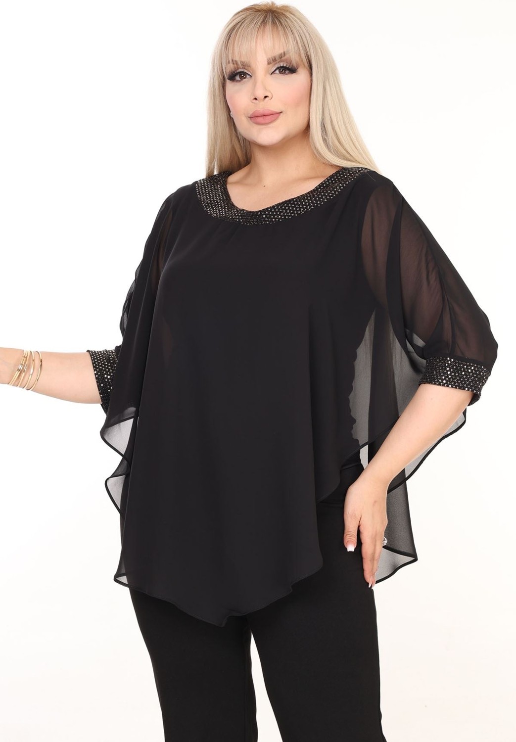 Modayız Büyük Beden Siyah Trend Bluz 26B-2594 görsel 5