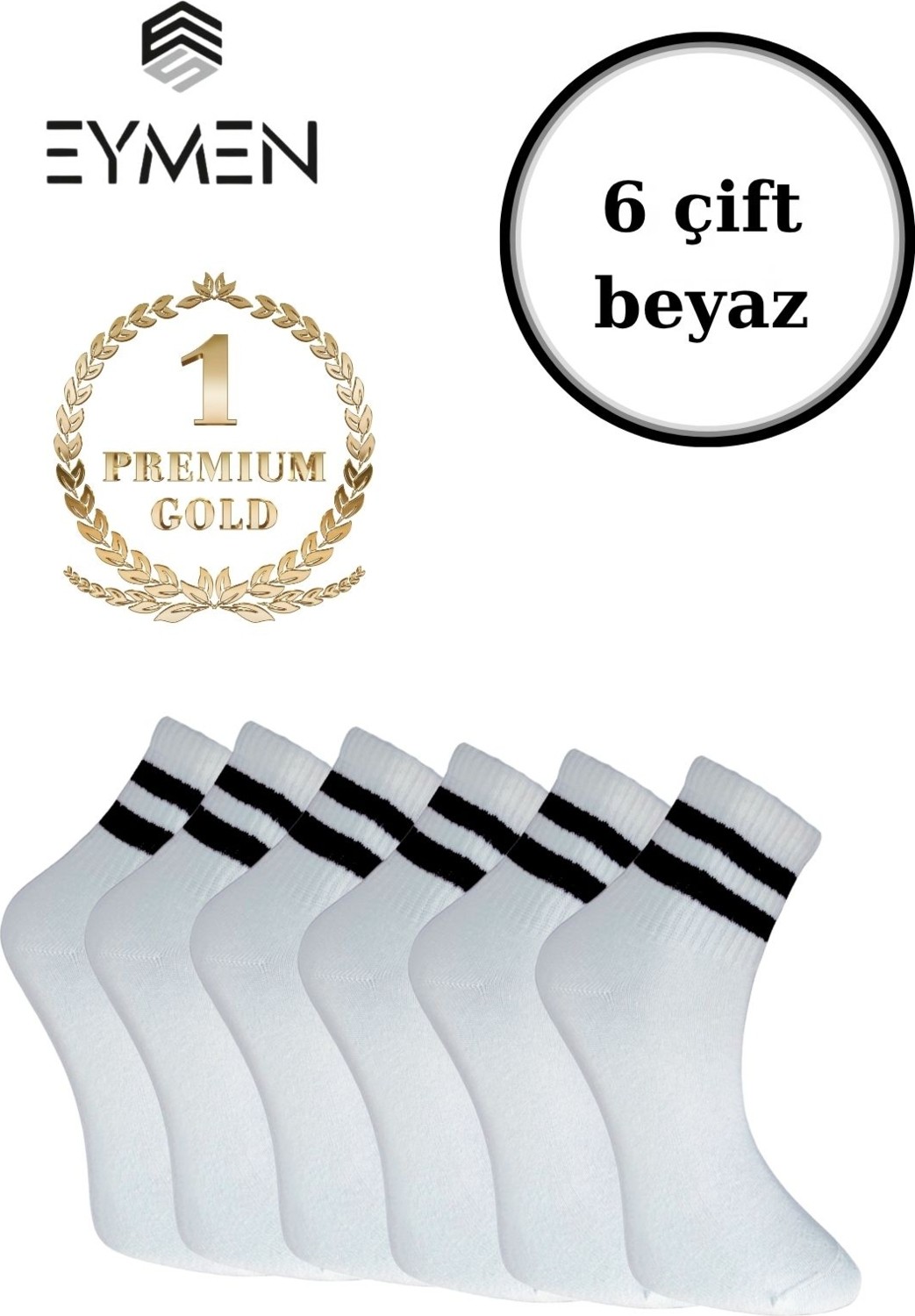 Eymen Socks 6'lı Ekonomik Kısa Kolej Çemberli Tenis Çorabı Gri - Erkek Kadın Için Uygun