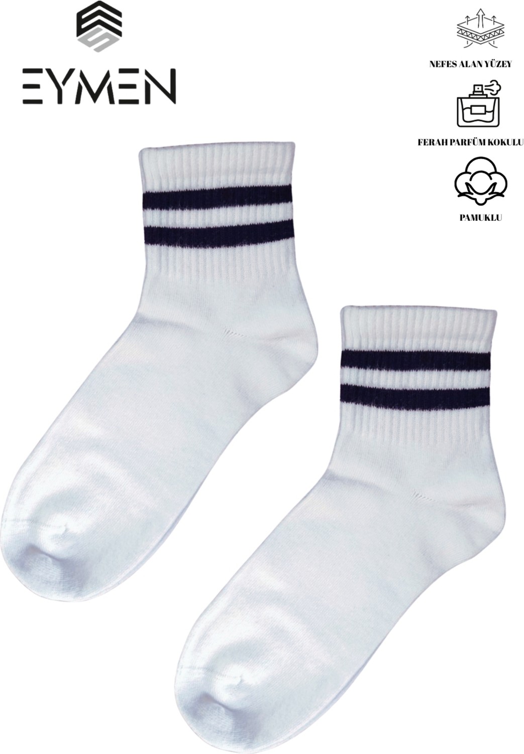 Eymen Socks 6'lı Ekonomik Kısa Kolej Çemberli Tenis Çorabı Gri - Erkek Kadın Için Uygun görsel 4