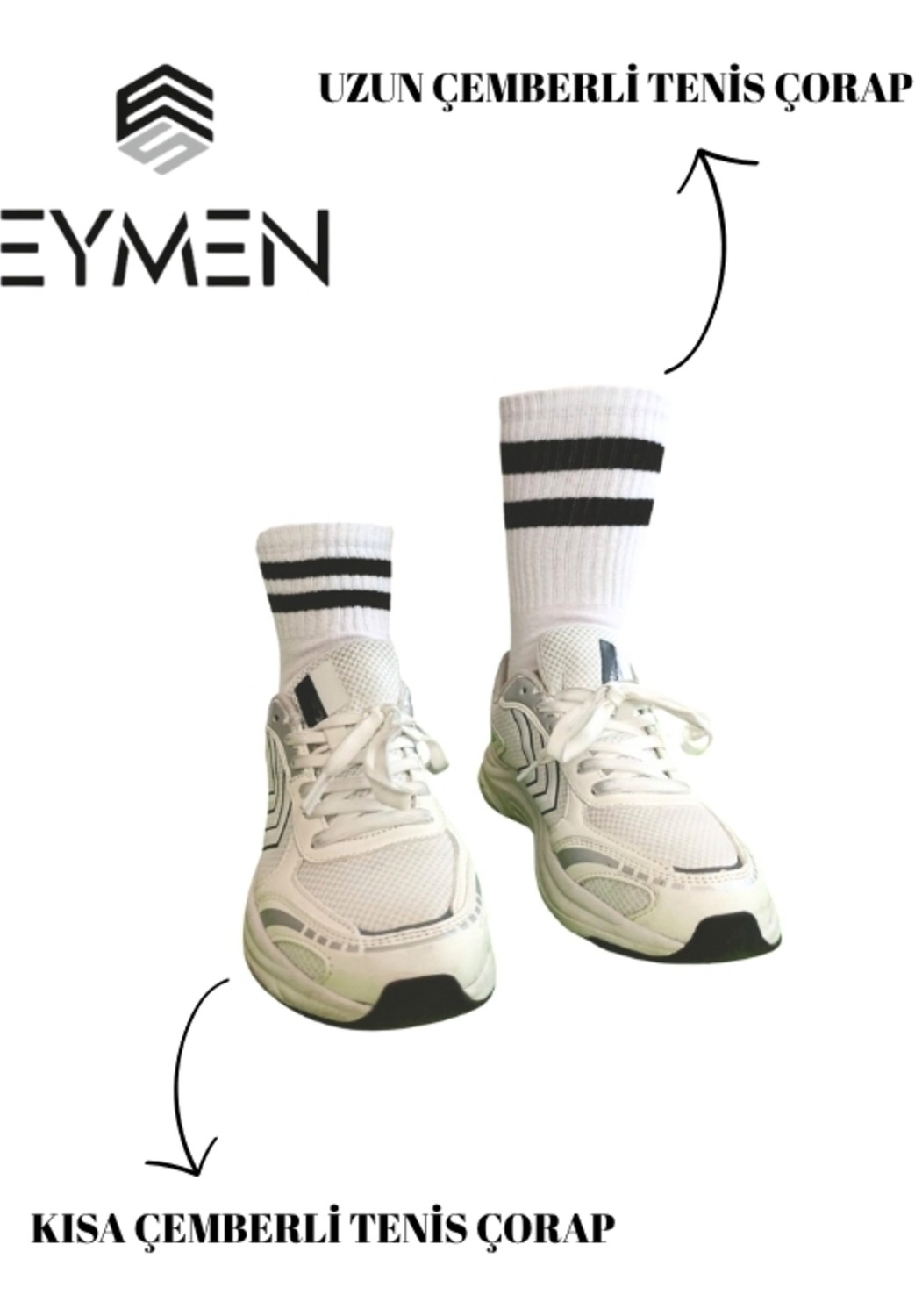 Eymen Socks 6'lı Ekonomik Kısa Kolej Çemberli Tenis Çorabı Gri - Erkek Kadın Için Uygun görsel 5