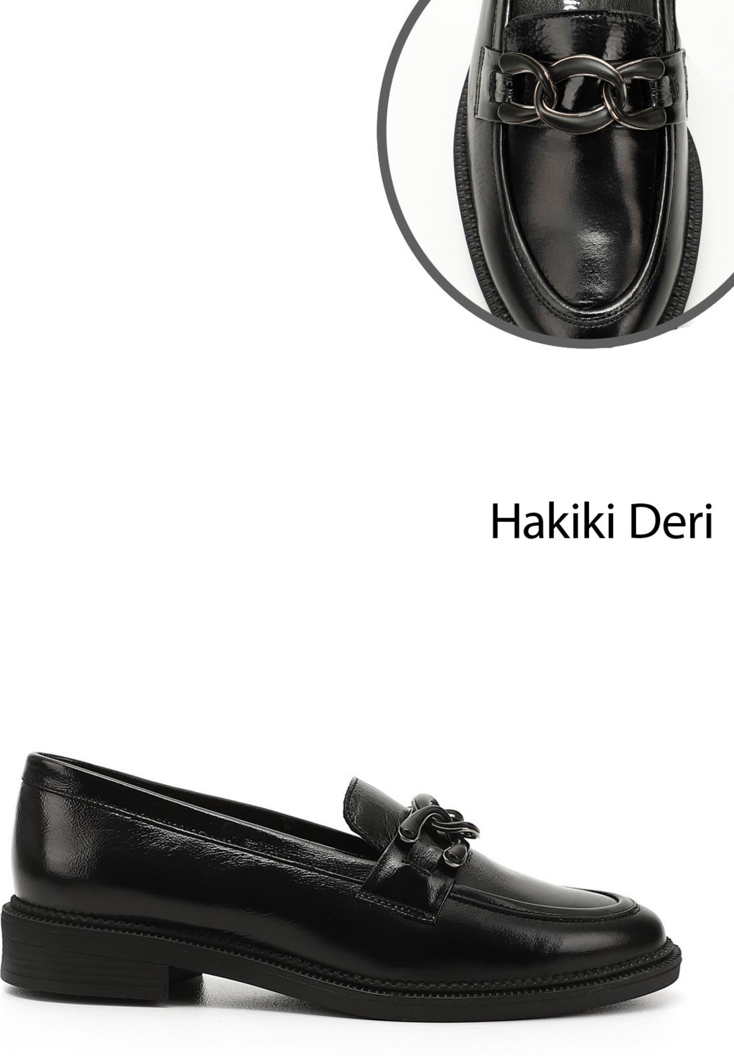 Gönderi(r) Kadın Siyah Tokalı Hakiki Deri Loafer Ayakkabı