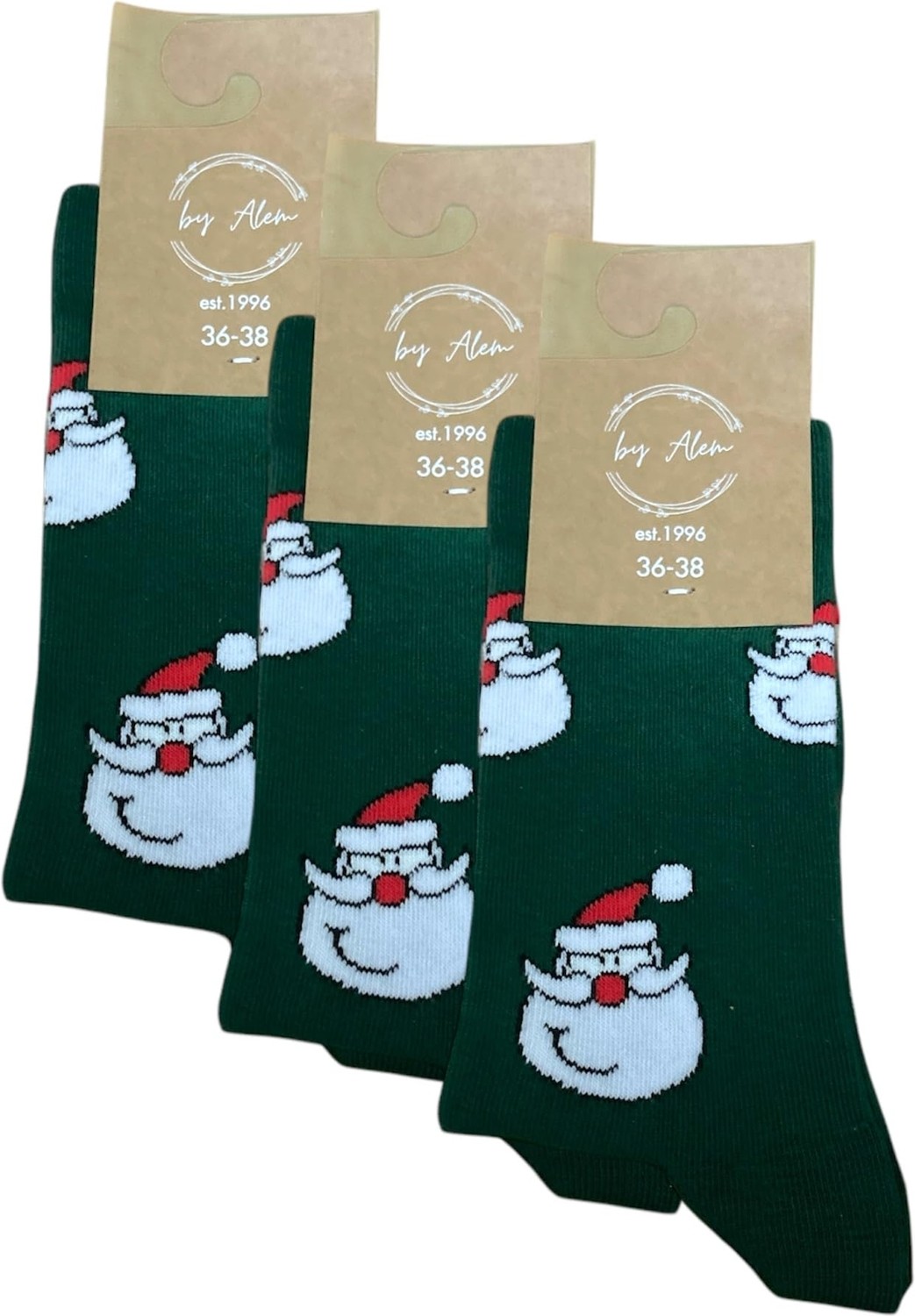 Die Grup Noel Baba Desenli Çorap, 3'lü Paket, Yeşil