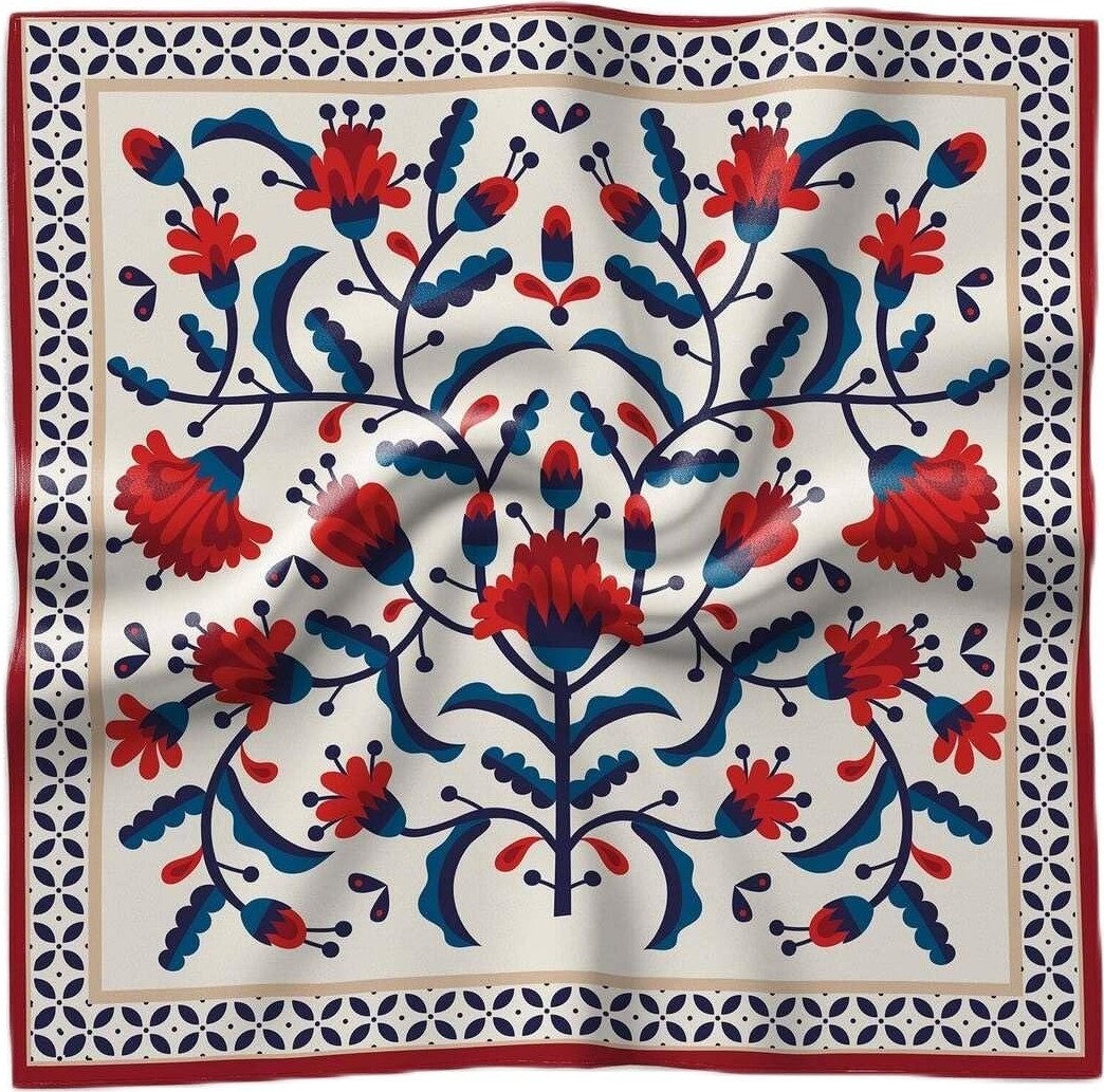 1001 Kırmızı Motif Desenli Fular, Kırmızı
