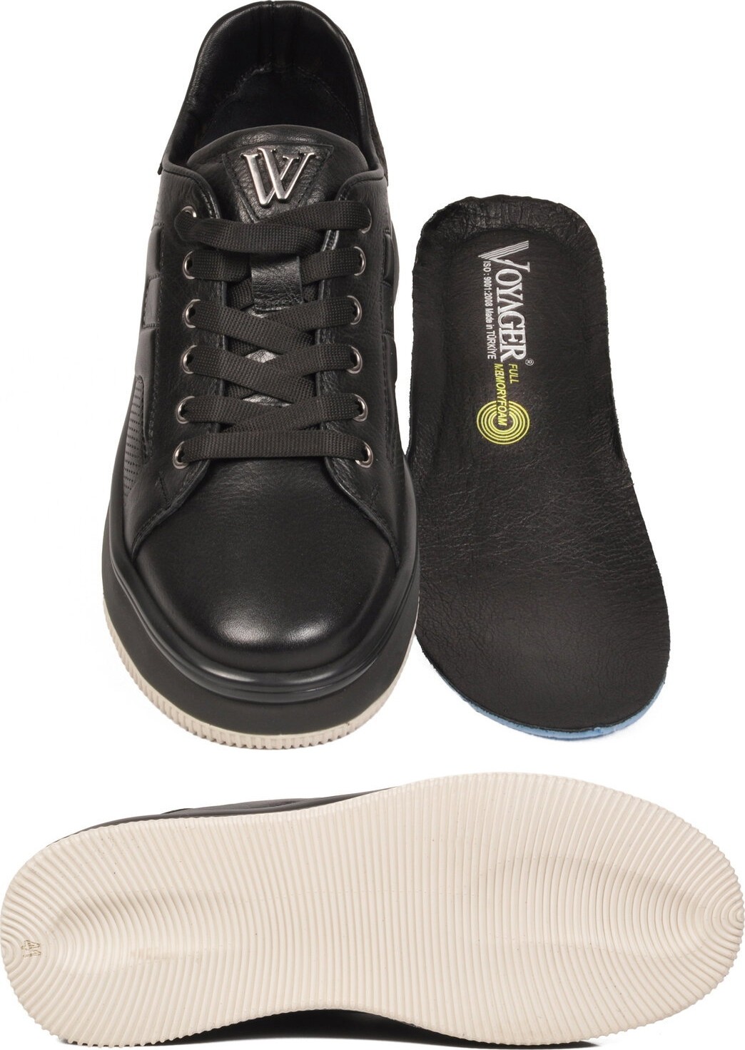 Voyager Siyah Hakiki Deri Erkek Casual Sneaker Memory Taban Premium Casual Ayakkabı M030 M görsel 5